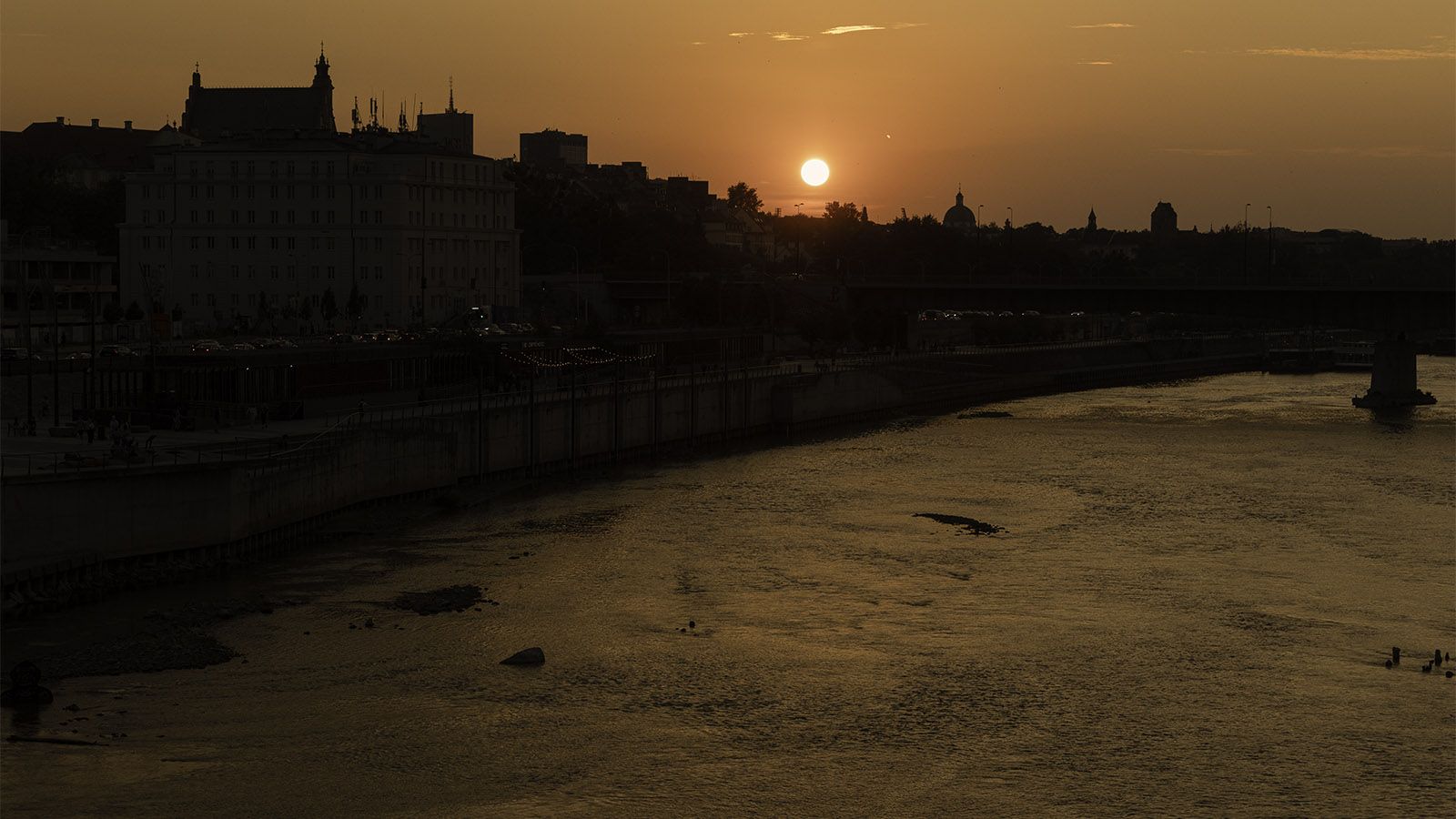 Sunset over the Vistula River in Warsaw
